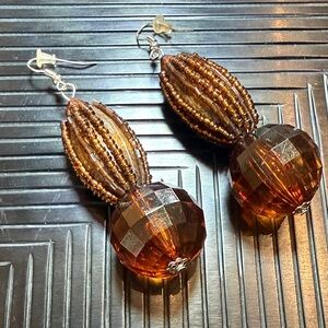 Elegant Brown Beaded Earrings